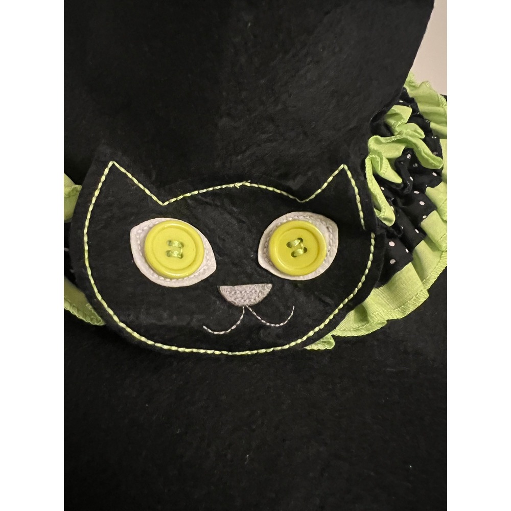 Pottery Barn Kids Witch Halloween Costume 4-6 Green Tulle Cat Hat Cape Skirt - Picture 3 of 9